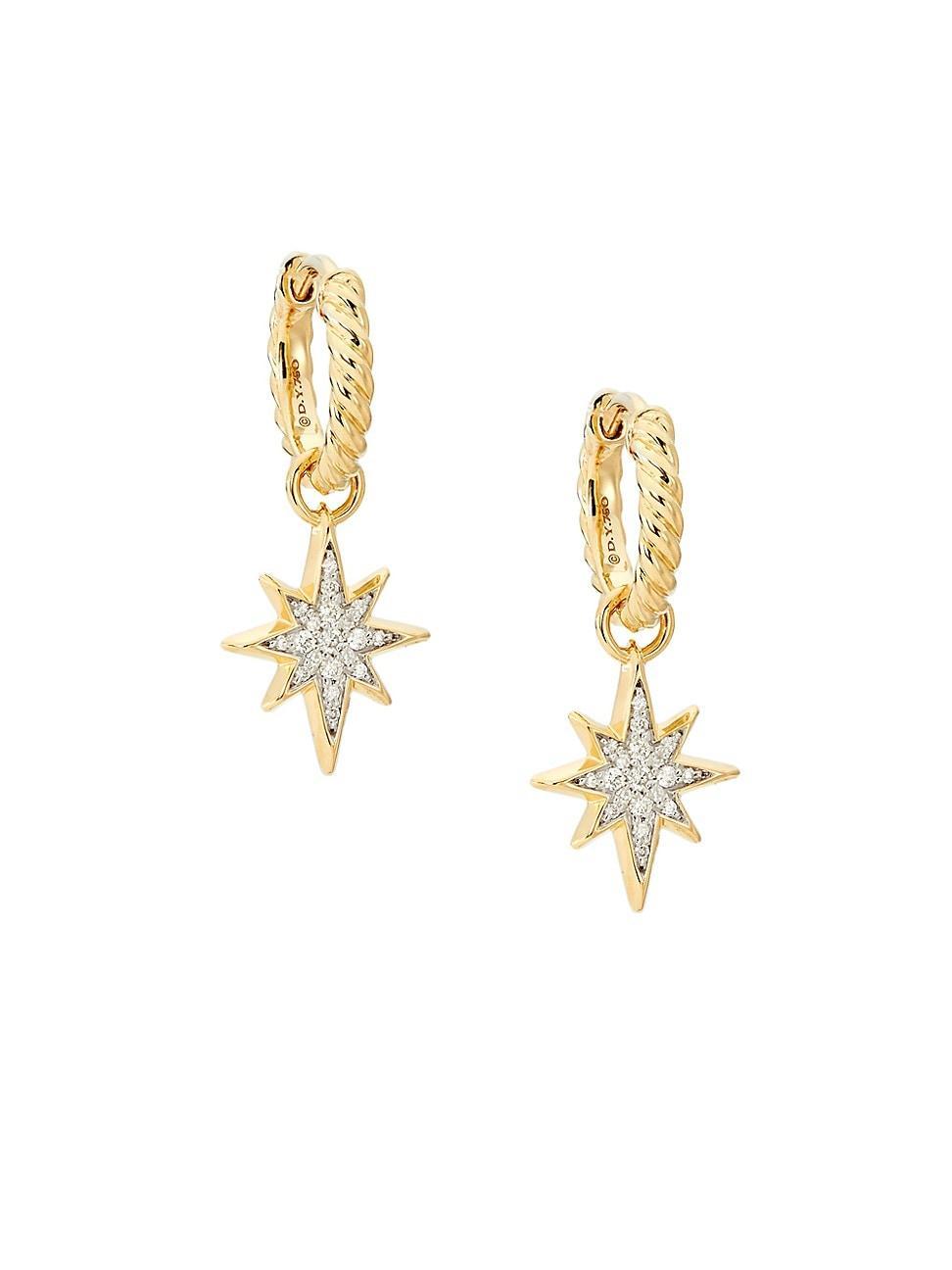 David Yurman Cable Collectibles North Star Drop Earrings in 18K Yellow Gold with Pave Diamonds Product Image