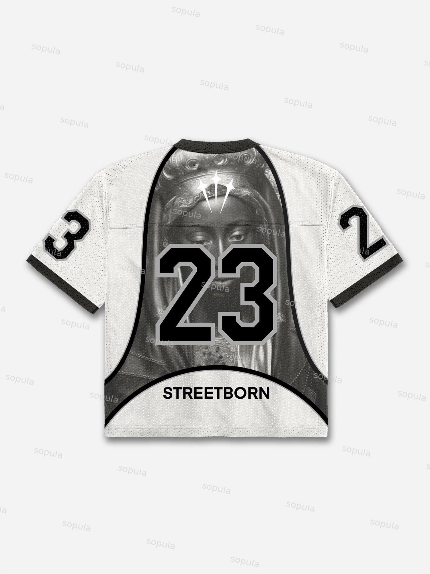 Faith Streetborn Our Lady Of The Nativity No.23 Graphic Mesh Football Jersey T-shirt Product Image