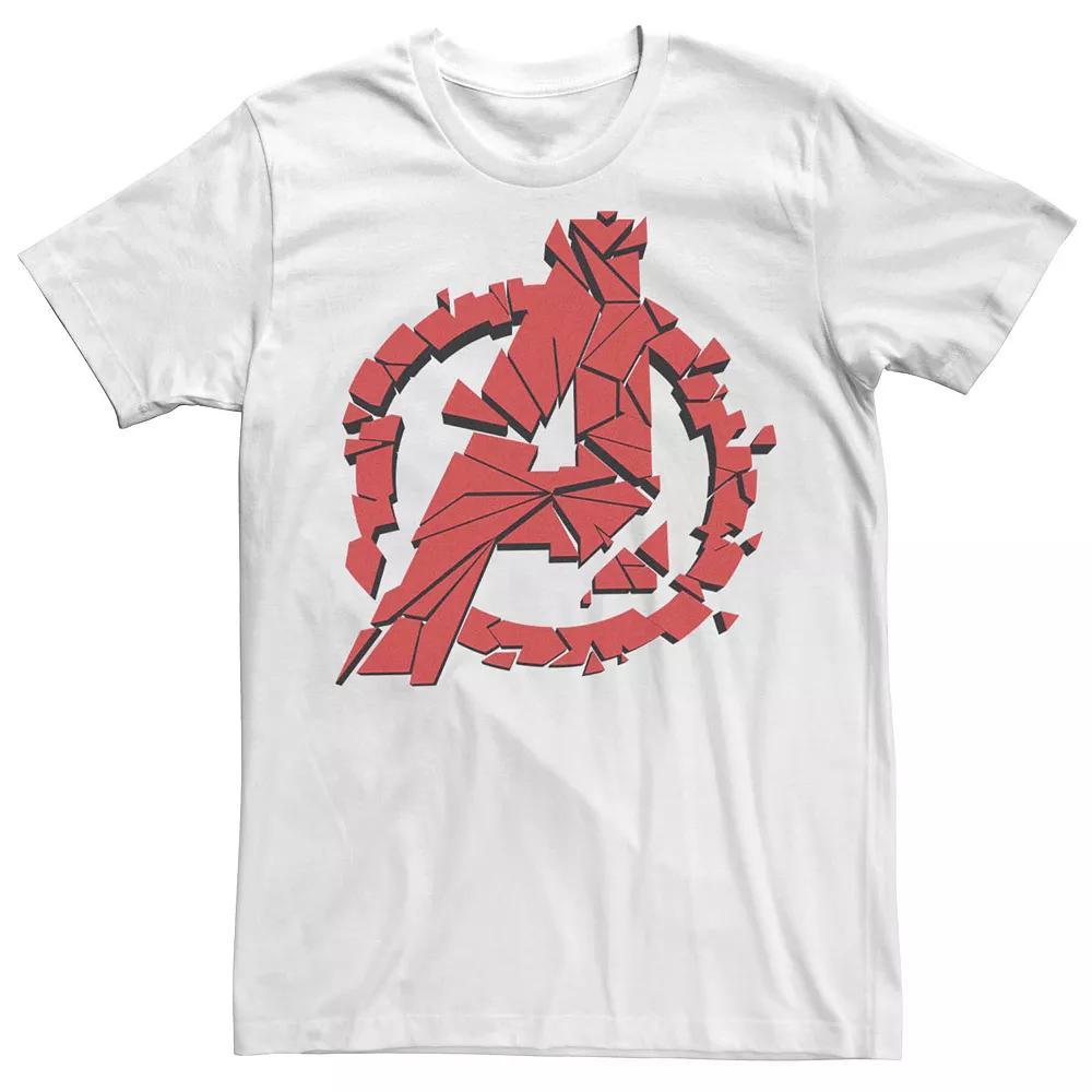 Men's Marvel Avengers Shattered Red Logo Tee Shirt, Size: Large, White Product Image
