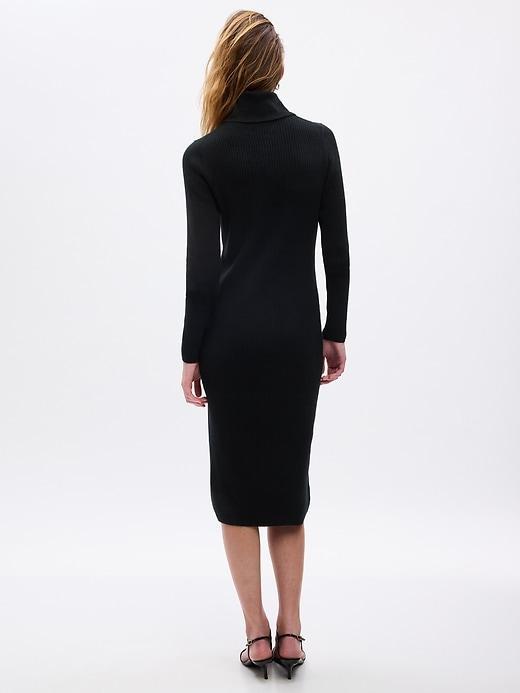 Turtleneck Rib Midi Sweater Dress Product Image
