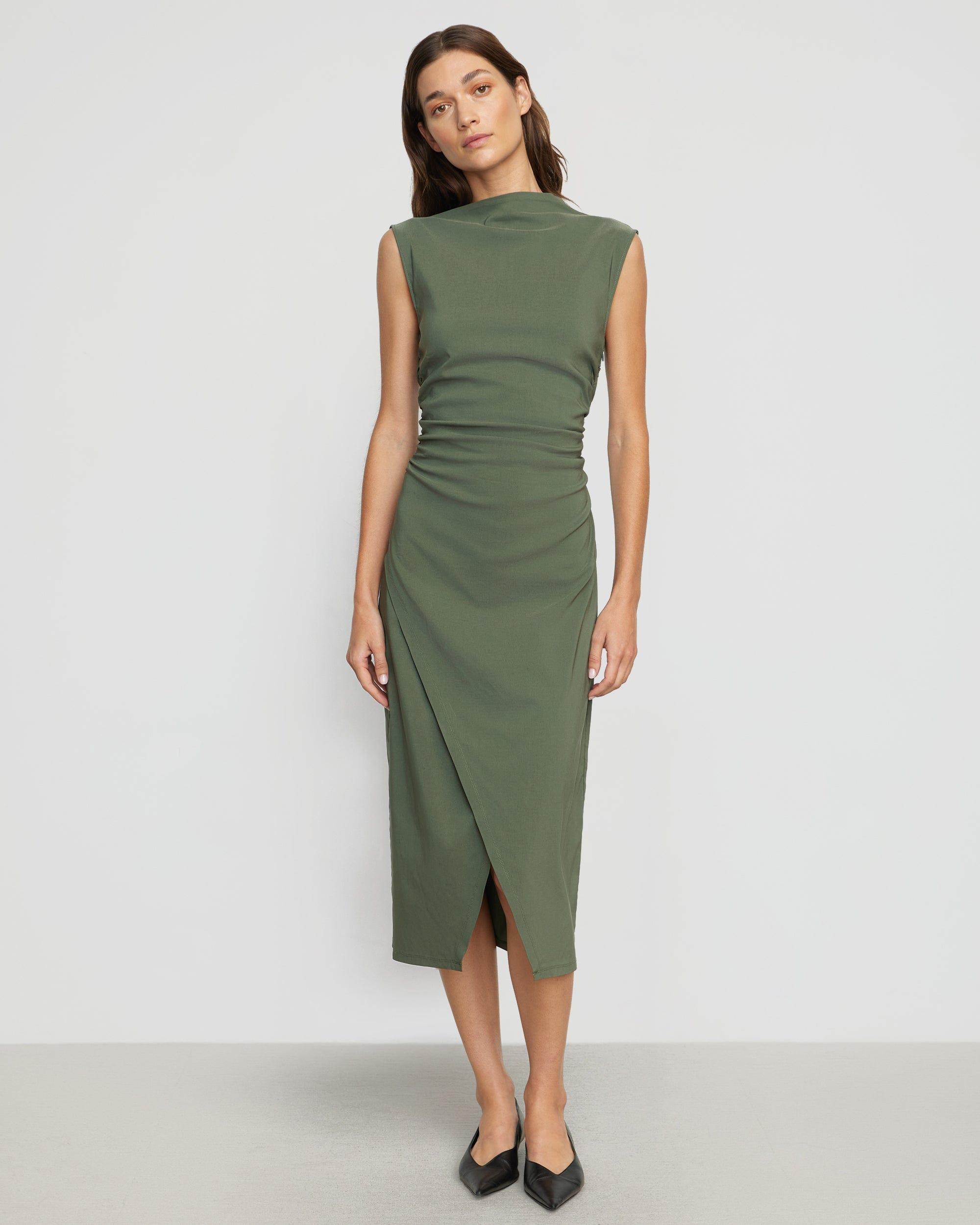 Manon Asymmetric-Neck Ruched Dress Product Image