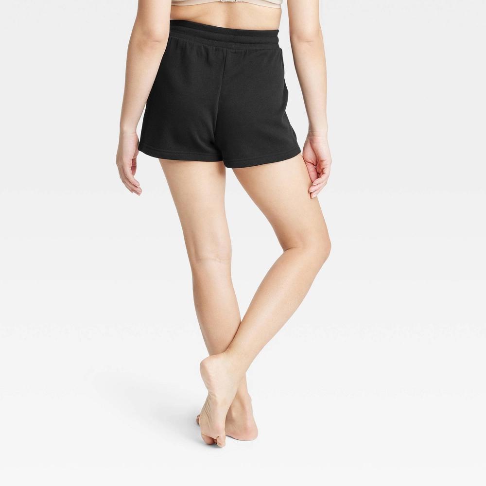 Womens Fleece Lounge Shorts - Colsie Black S: Cotton Blend, Recycled Polyester, Midweight, Side Pocket Product Image