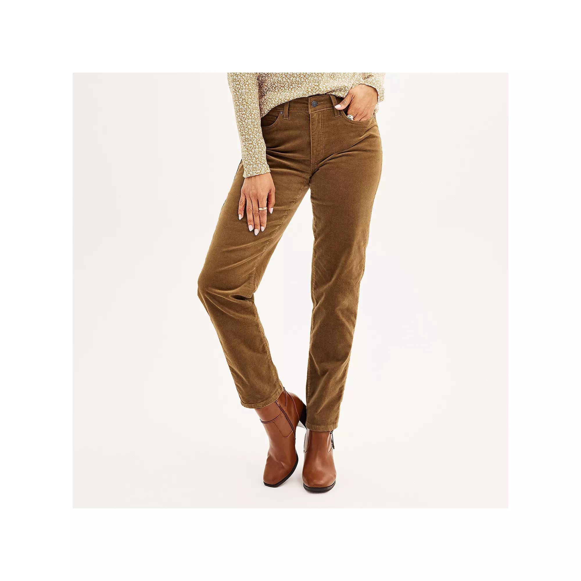 Womens Croft & Barrow Corduroy Bootcut Pants Vibrant Pink Product Image
