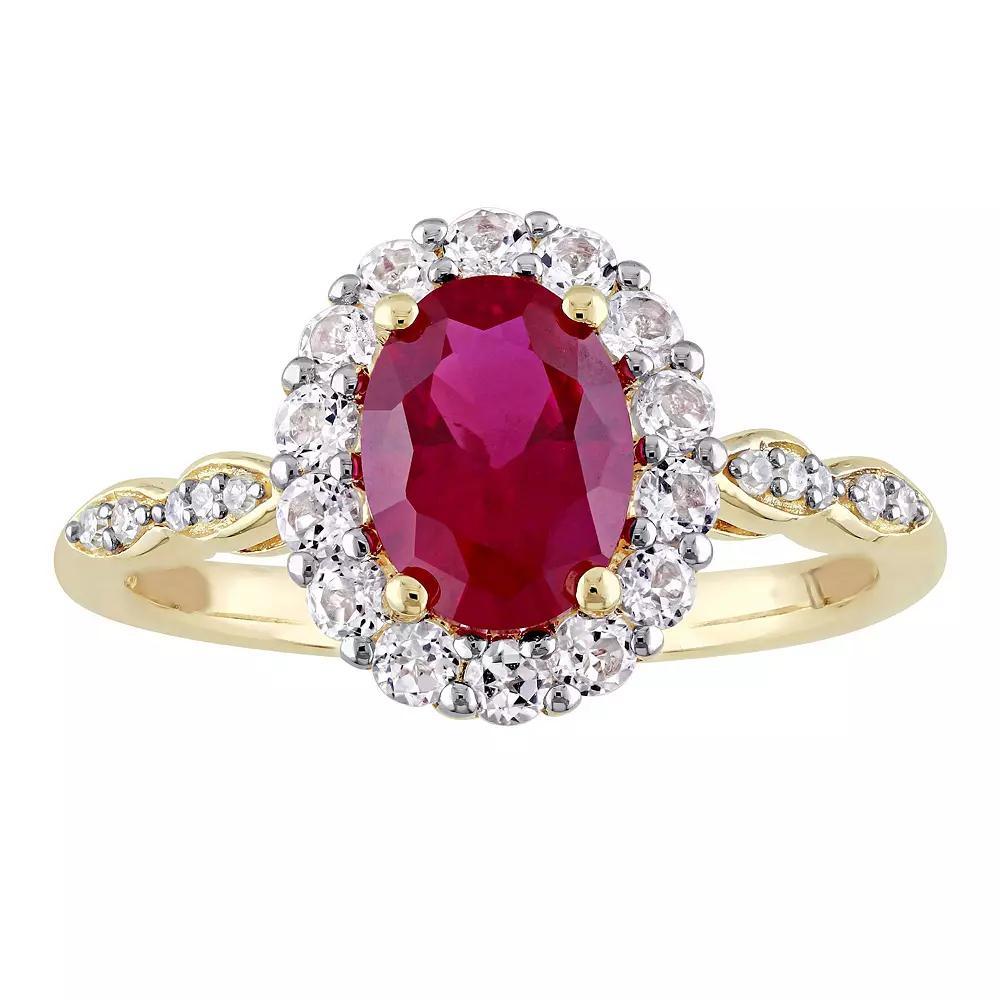 Stella Grace 14k Gold Lab-Created Ruby, White Topaz & Diamond Accent Vintage Ring, Women's, Size: 8.50 Product Image