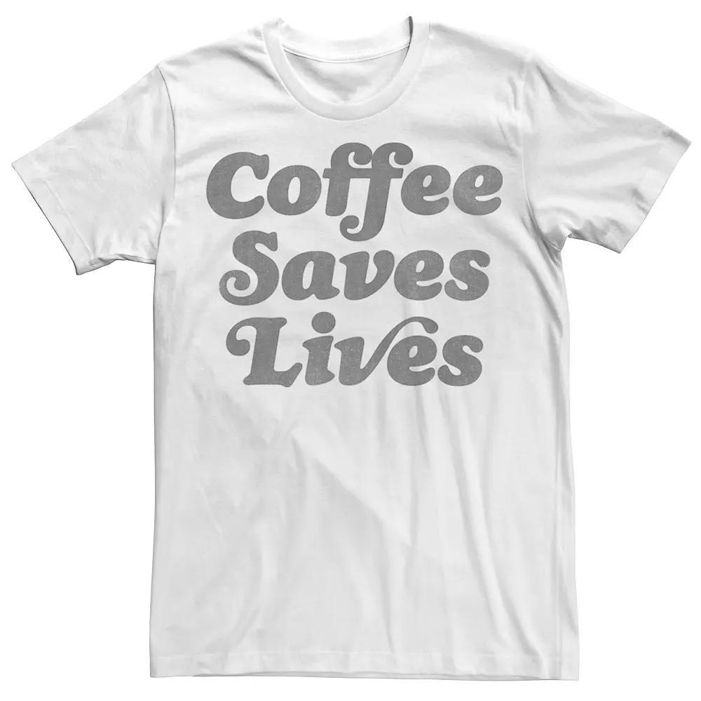 Men's Trendy Coffee Saves Lives Tee, Size: XL, White Product Image