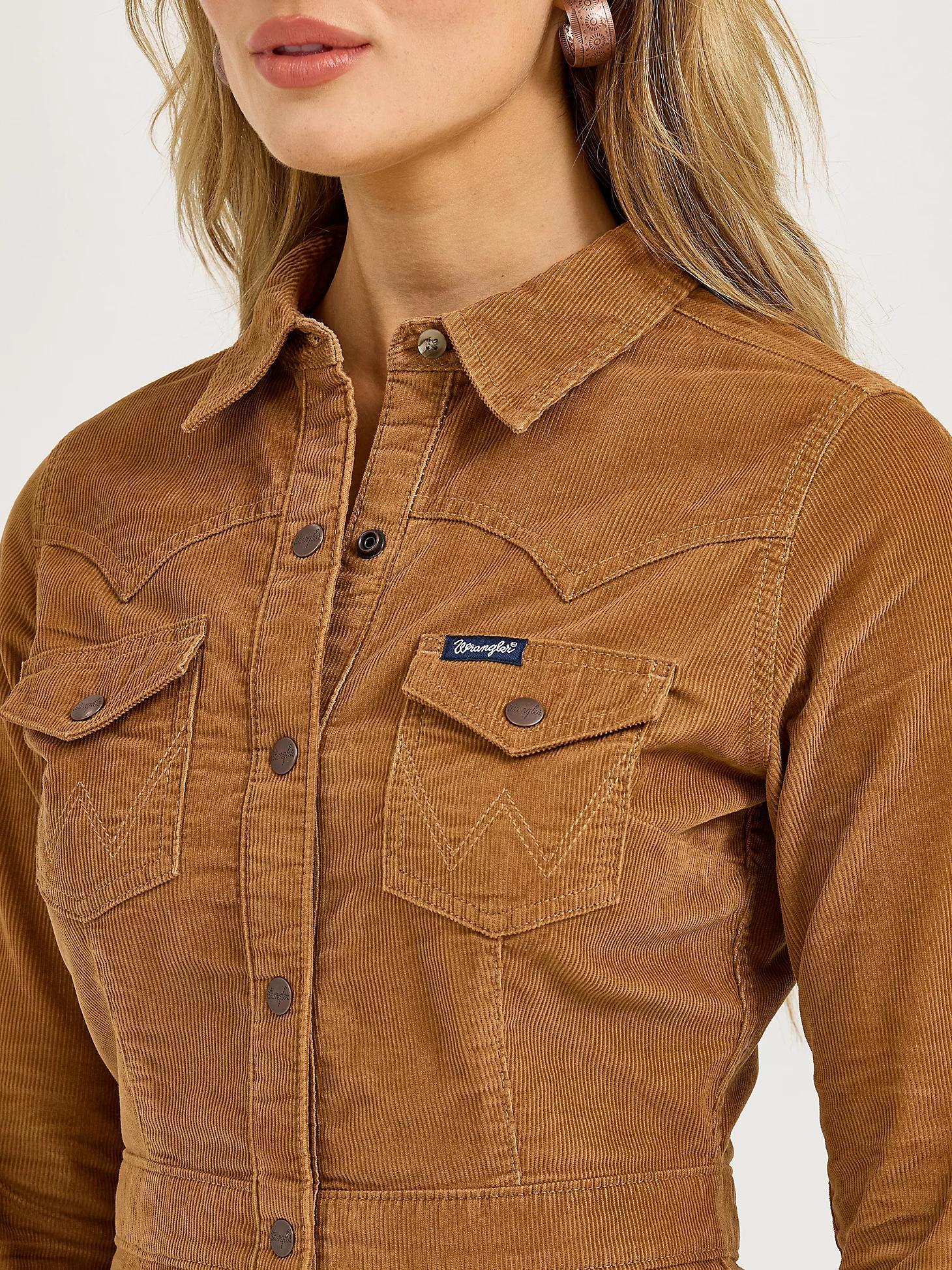 Women's Wrangler Corduroy Western Shirt Dress in Fawn Product Image