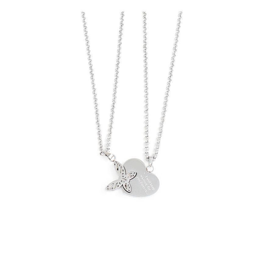 Couple Matching Set: Butterfly Necklace + Heart Necklace Product Image