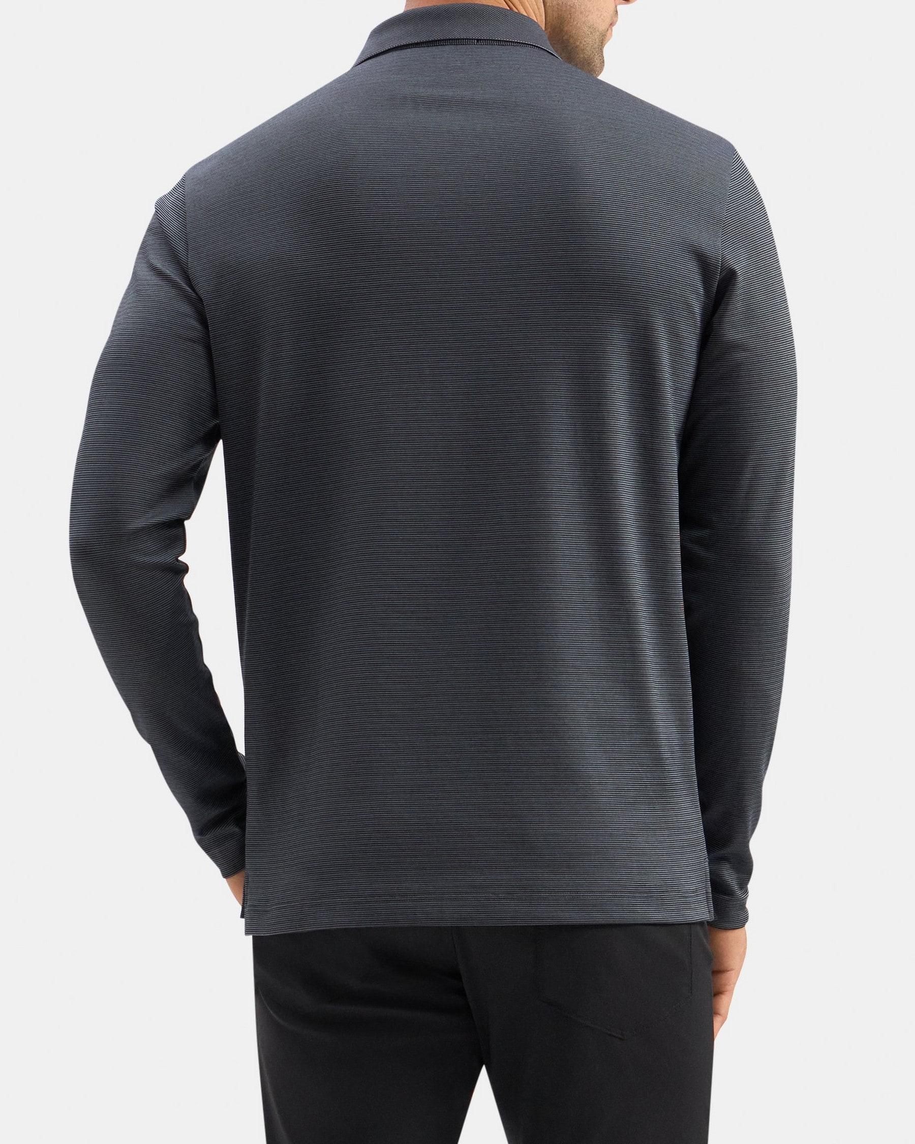 Standard Long-Sleeve Polo in Cotton-Blend Knit Product Image