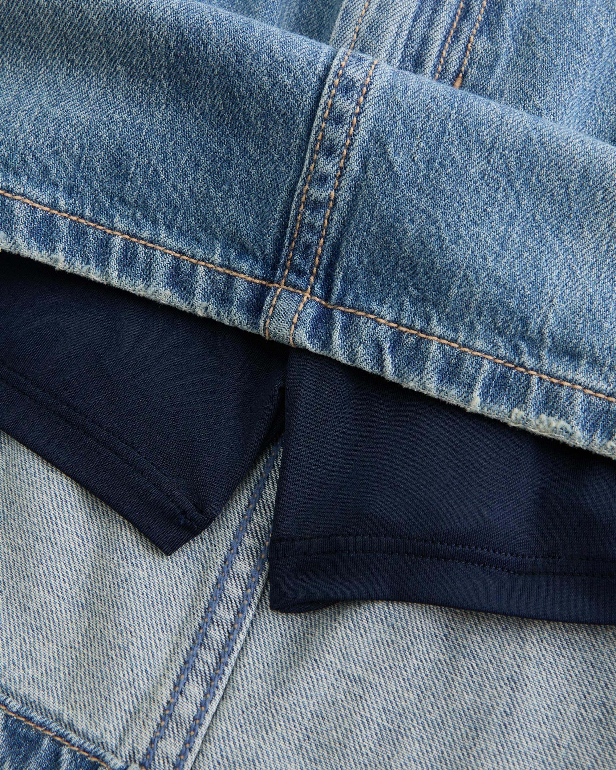Low-Rise Denim Mini Skort Product Image