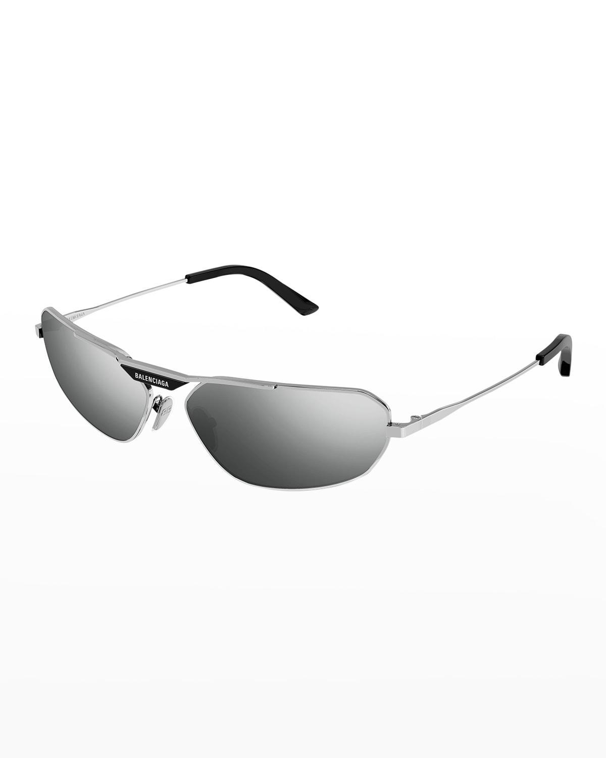 Mens Logo Top Bar Round Metal Sunglasses Product Image