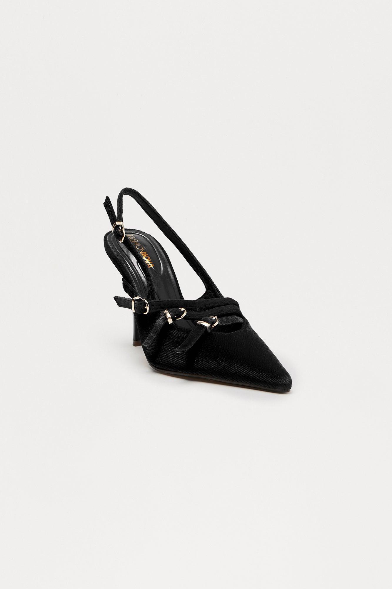 Cerese Buckle Velvet Pumps - Black Product Image