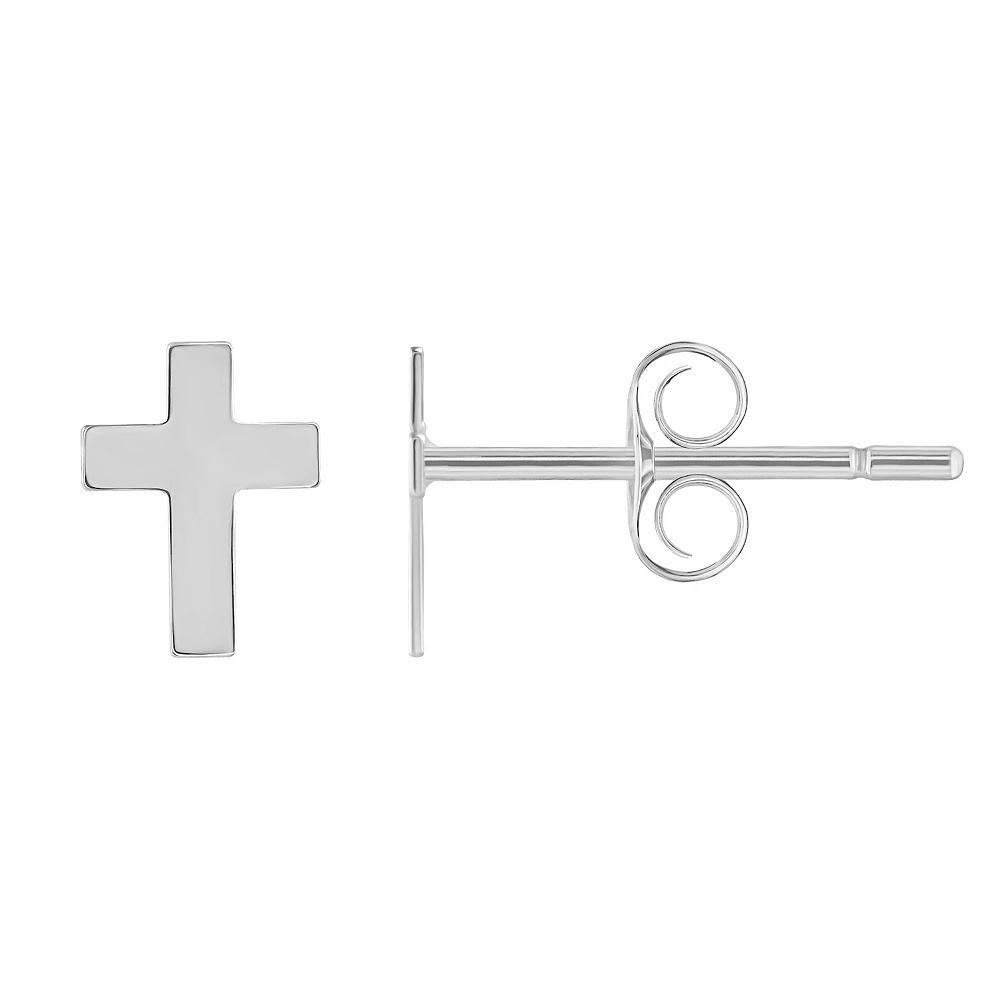 Cross Stud Earrings, Womens, 14k Gold Product Image