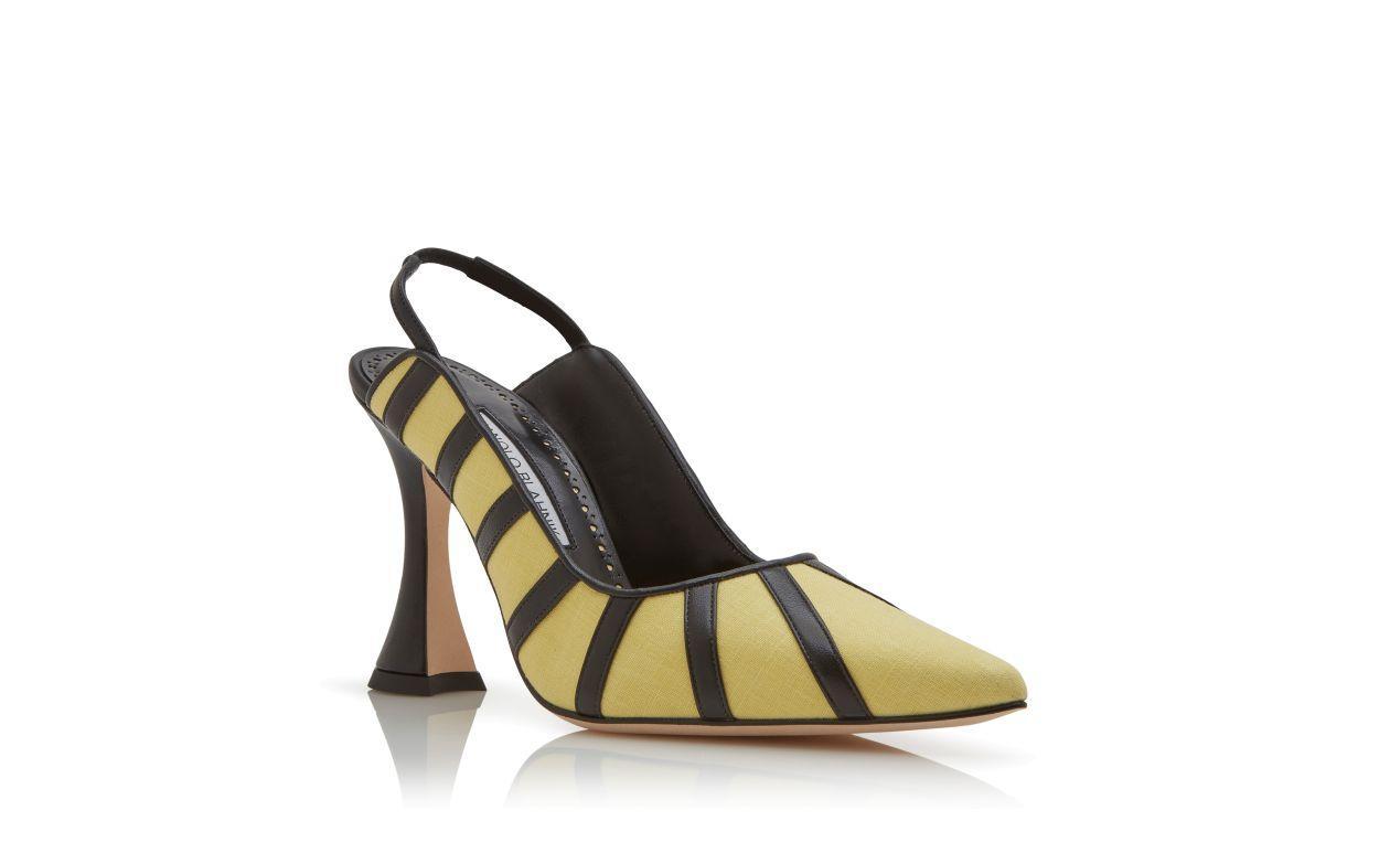 HODOUBY Yellow and Black Linen  Slingback Pumps Product Image