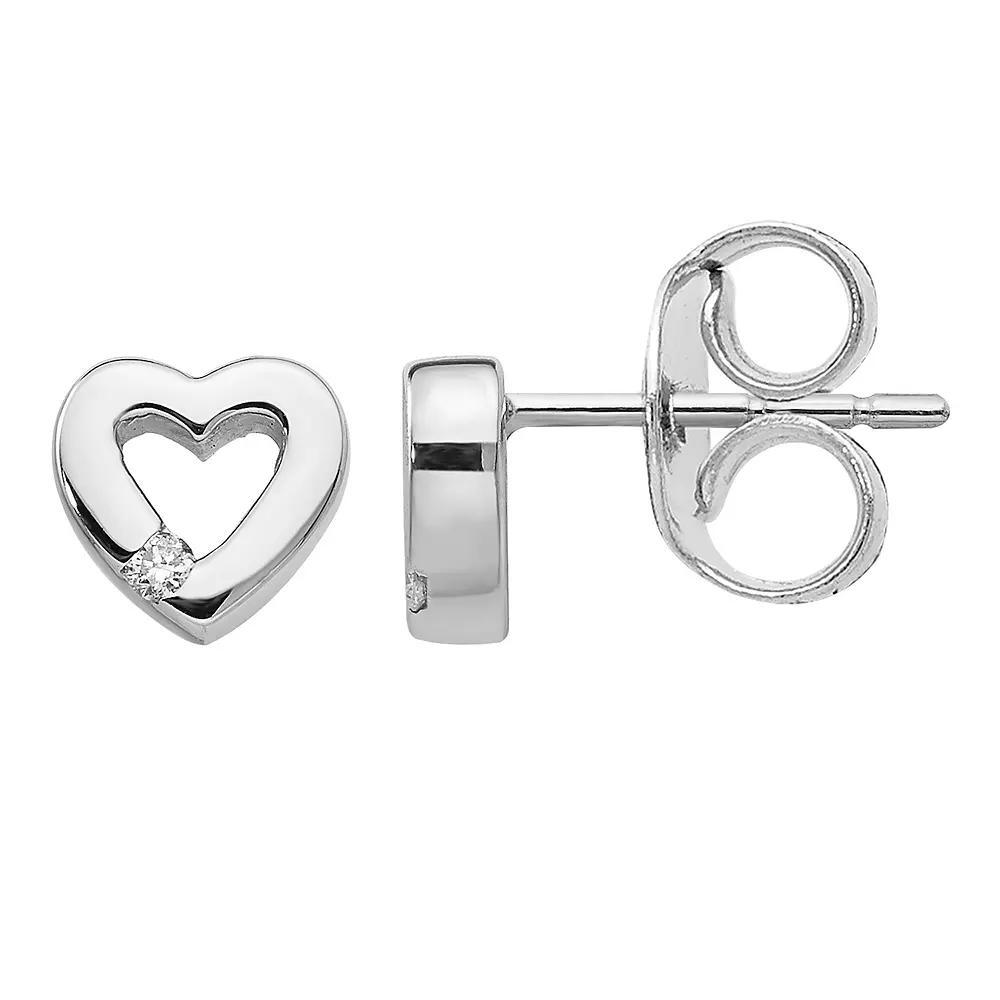 White Ice Sterling Silver Diamond Accent Open Heart Earrings, Women's Product Image
