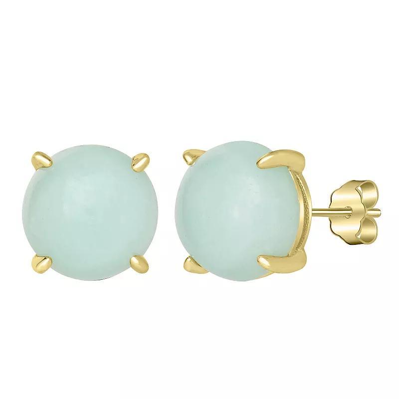 Gemistry 14k Gold Over Sterling Silver Stone Round Stud Earrings, Women's, Amazonite Product Image