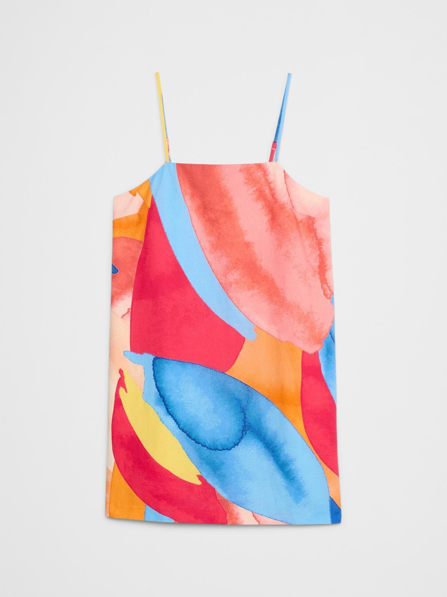 Linen-Blend Strappy Mini Dress Product Image