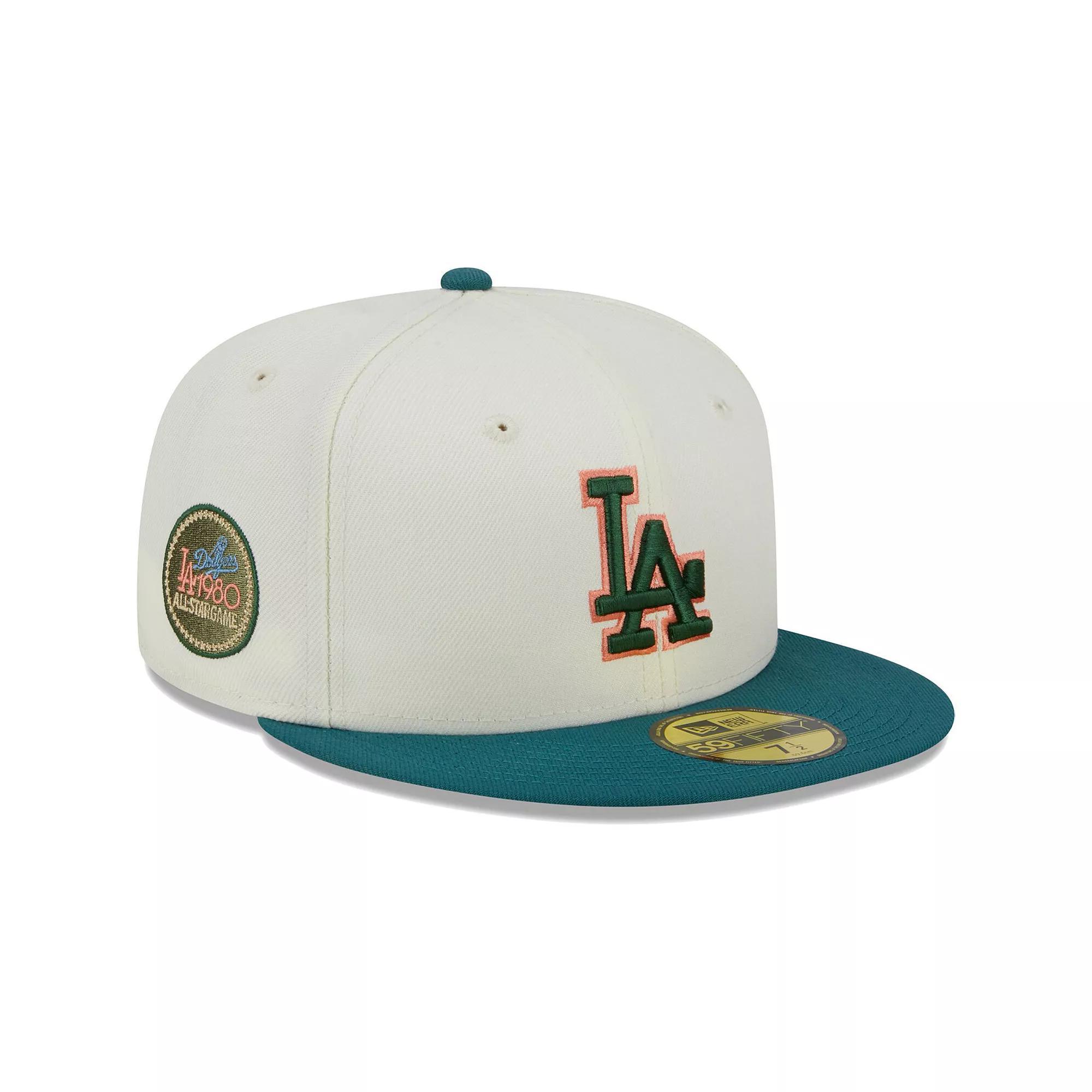 Men's New Era Cream Los Angeles Dodgers Chrome Evergreen 59FIFTY Fitted Hat, Size: 7 5/8, Beige Product Image