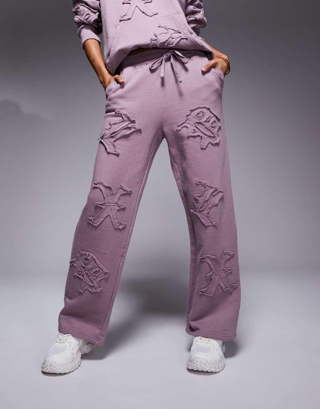 Liquor N Poker allover motif straight leg sweatpants in berry mix - part of a set Product Image