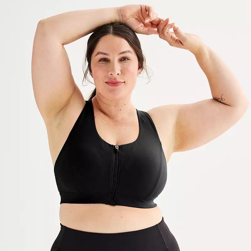 Plus Size Tek Gear® Ultrastretch Medium Support Zip Front Sports Bra, Women's, Size: 3XL, Mini Latte Product Image