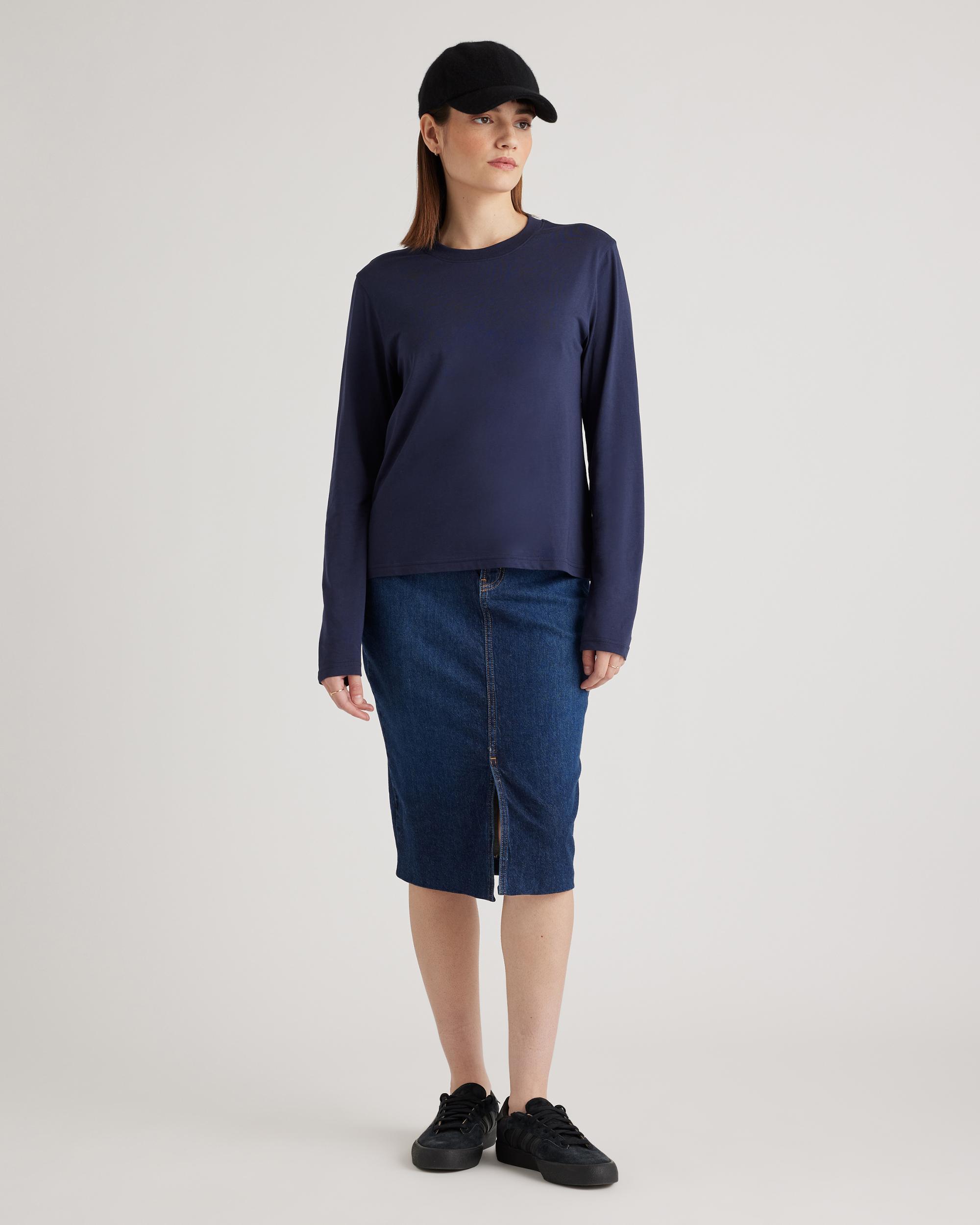 Quince | Women's Cotton Modal Relaxed Long Sleeve T-Shirt Size XS, Cotton/Modal Product Image