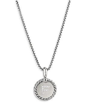 David Yurman Sterling Silver Cable Collectibles Initial Charm Necklace with Diamonds, 18 Product Image