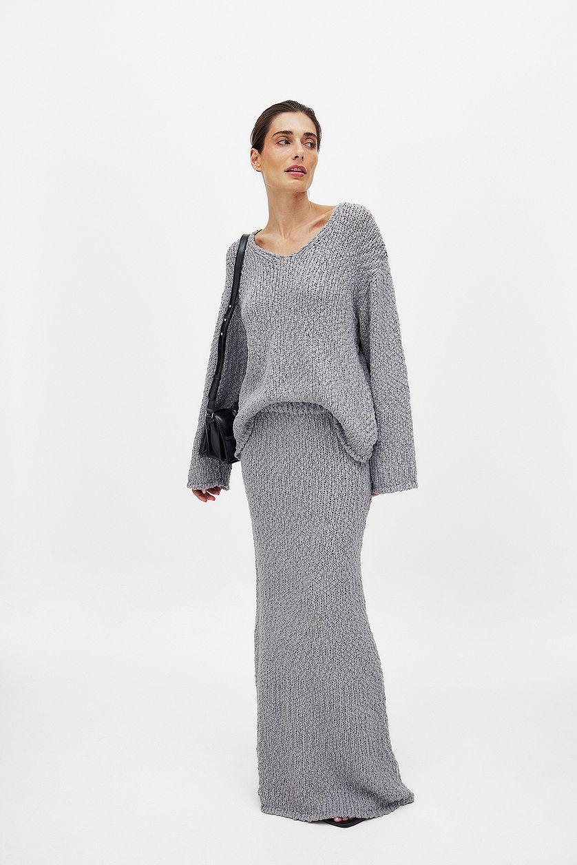 Structured Knitted V-Neck Sweater Product Image
