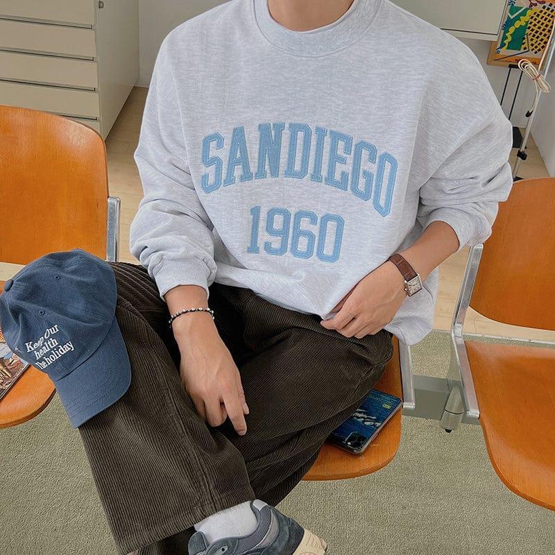 RT No. 6828 GRAY LETTERED EMBROIDERED PULLOVER SWEATER Product Image