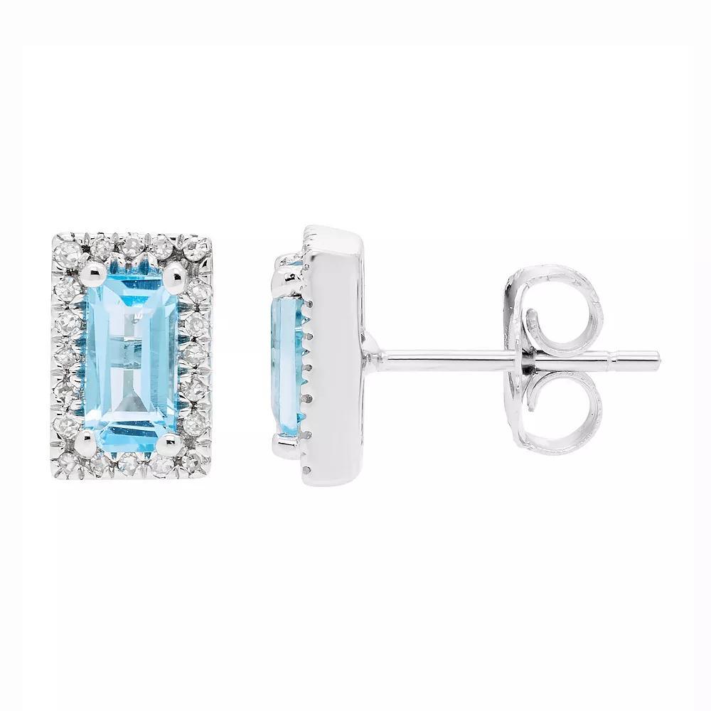 The Regal Collection 14k White Gold Swiss Blue Topaz Baguette & Diamond Accent Earrings, Womens Product Image