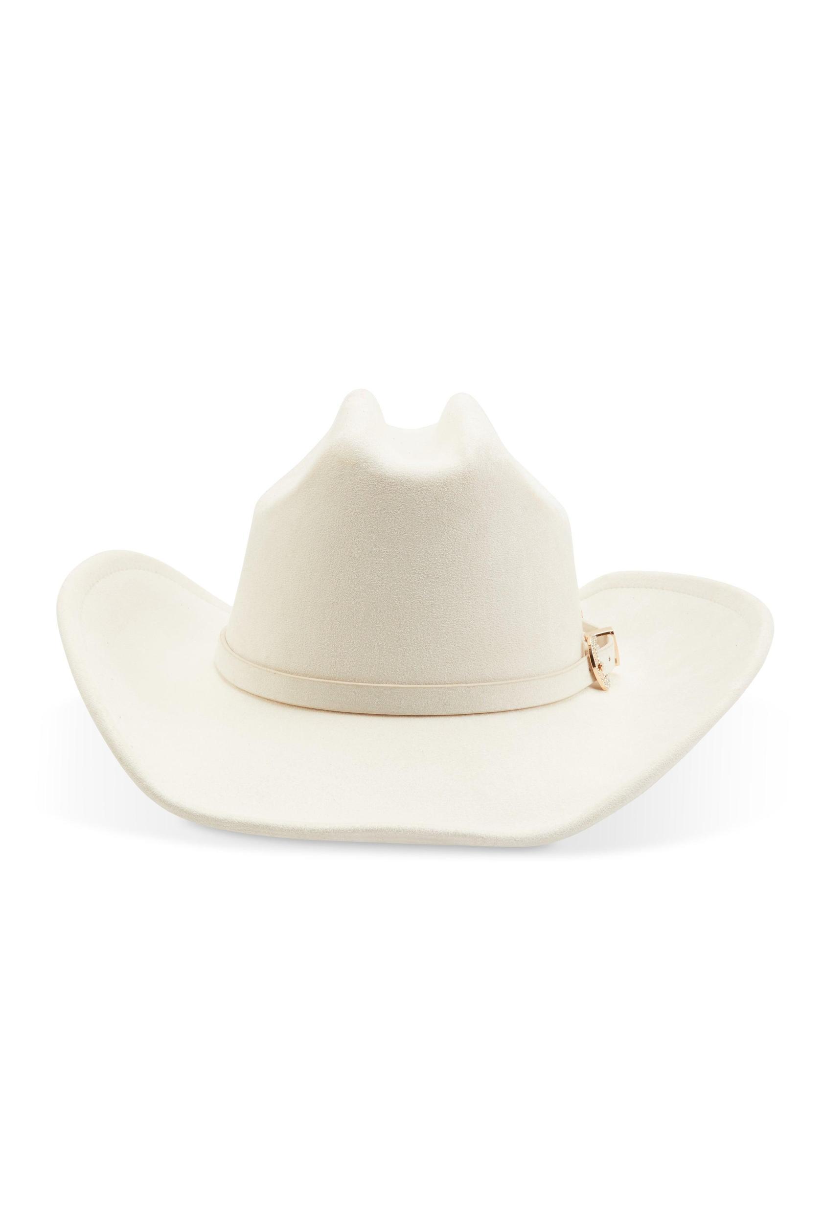 Womens Rhinestone Buckle Faux Suede Cowboy Hat Product Image