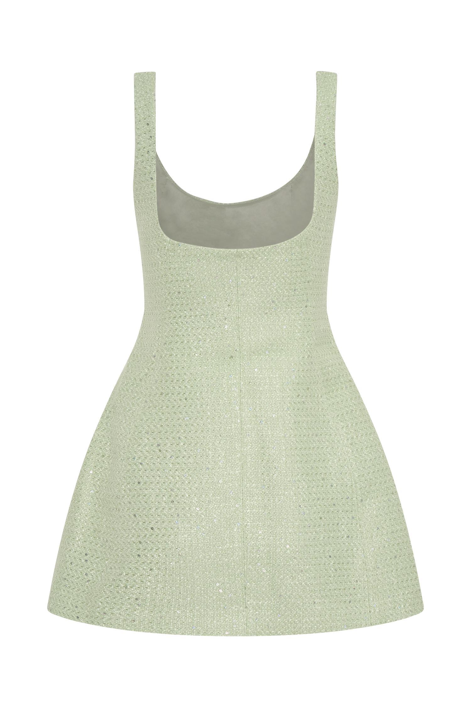 Beth Tweed Mini Dress - Pastel Green Product Image