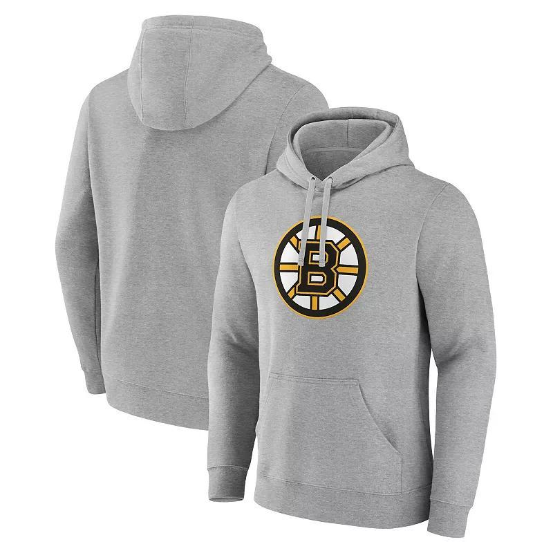 Men's Fanatics Branded Heather Gray Boston Bruins Primary Logo Pullover Hoodie, Size: 5XL, Grey Product Image