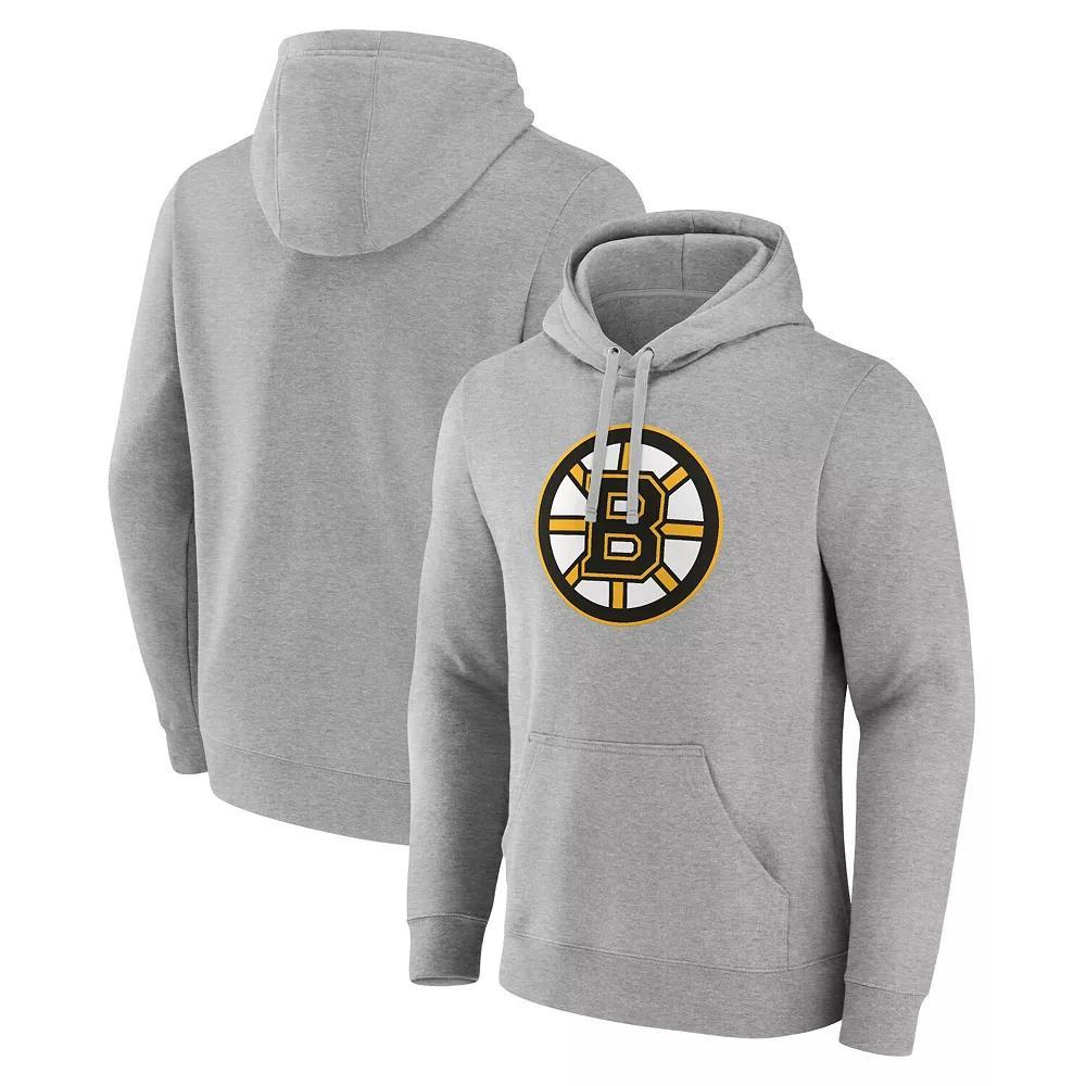 Men's Fanatics Branded Heather Gray Boston Bruins Primary Logo Pullover Hoodie, Size: 5XL, Grey Product Image