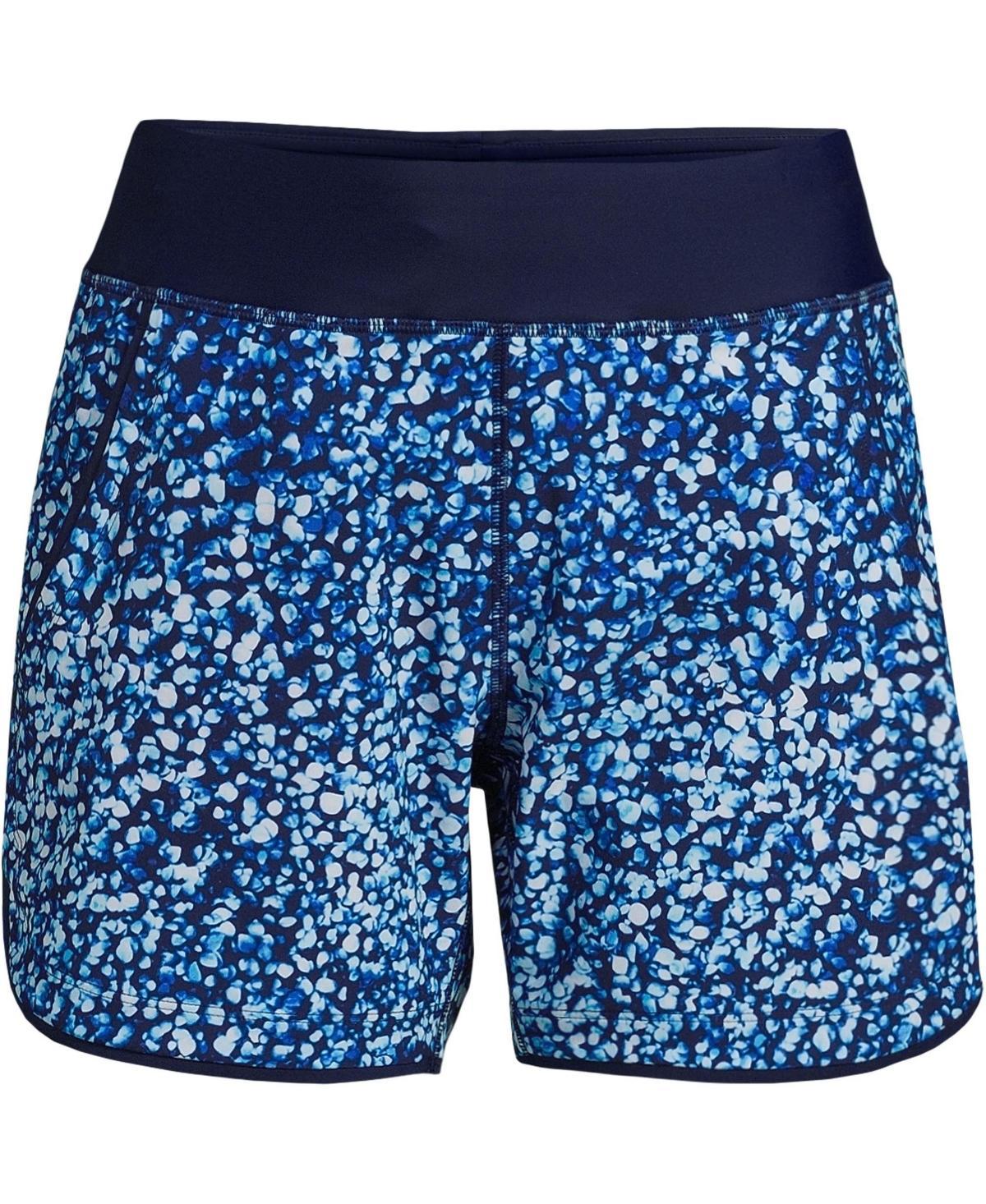 Petite Lands' End 5" Quick Dry Elastic Waist Board Shorts Swim Cover-up, Women's, Size: 12 Petite, Deep  Blue Product Image