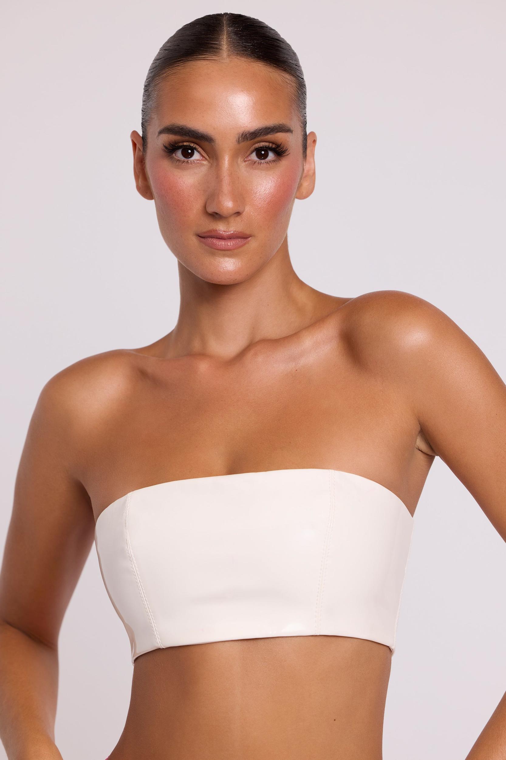 Vinyl Bandeau Bralette in White Product Image