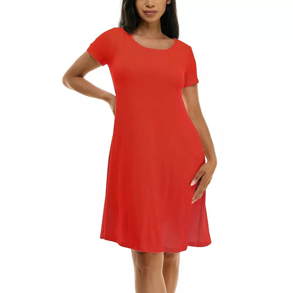 Women's Nina Leonard Lace-Up Back Swing Dress, Size: Medium, Candy Apple Product Image