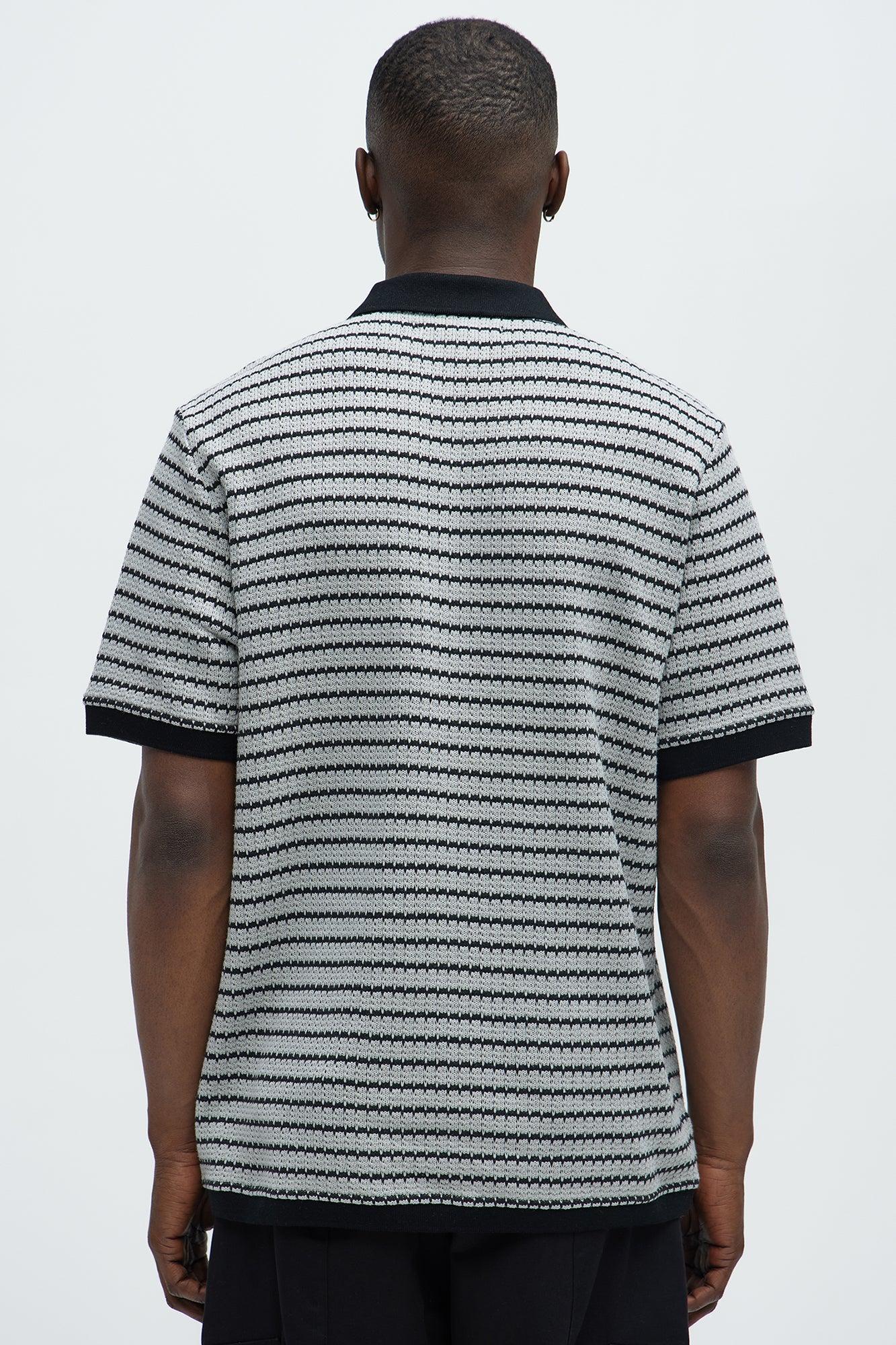 Blake Textured Striped Polo - Grey/combo Product Image
