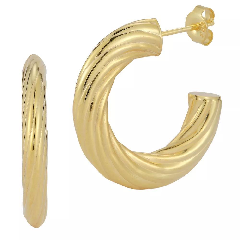 Sunkissed Sterling 14k Gold Over Sterling Silver Flat Twist Hoop Earrings, Women's, Yellow Gold Tone Product Image