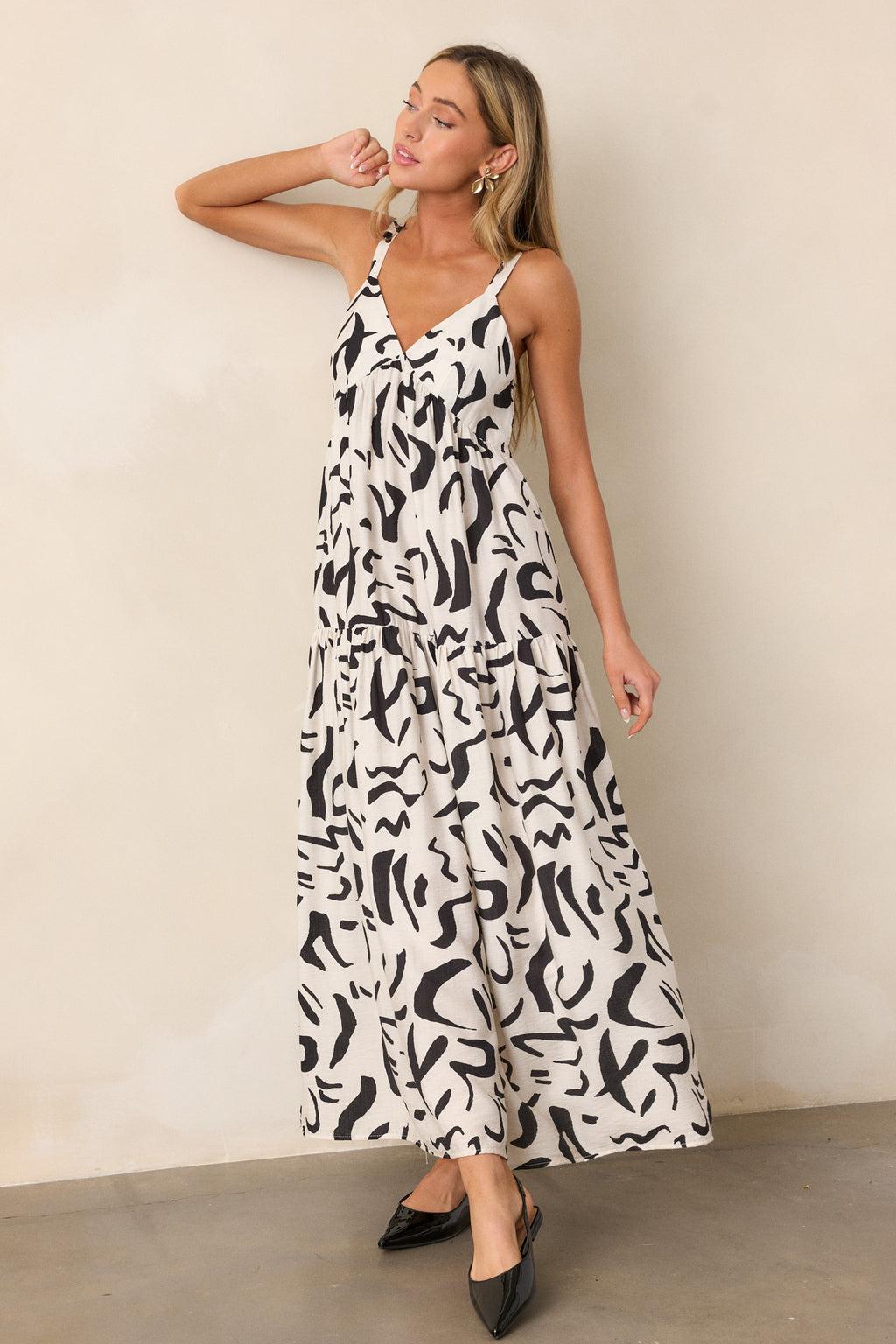 Just Having Fun White Abstract Maxi Dress Product Image