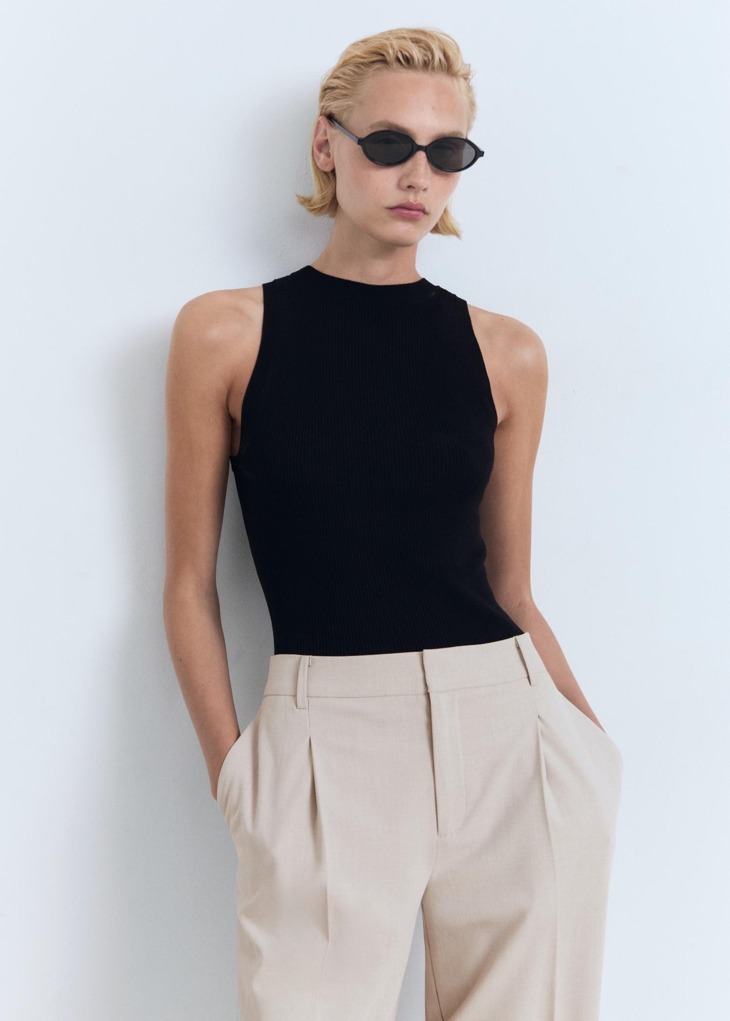 Straight-fit pleated pants - Women | MANGO USA Product Image