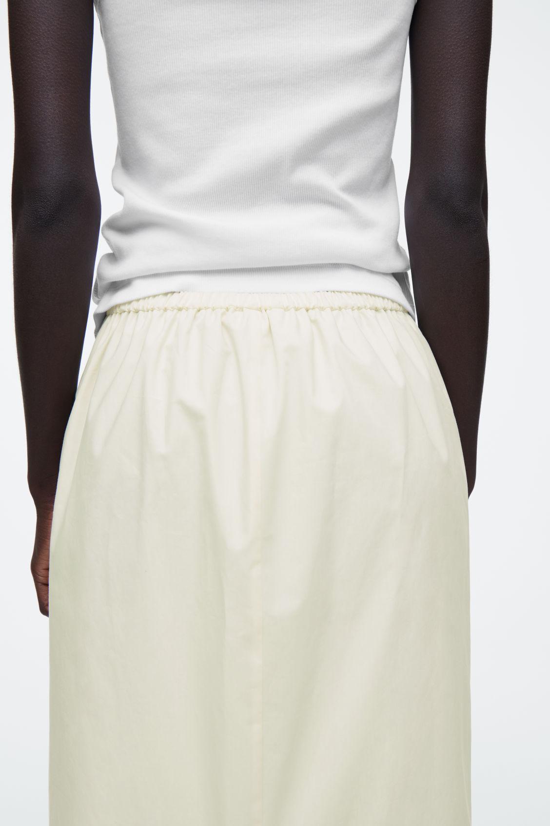 COTTON DRAWSTRING MIDI SKIRT Product Image