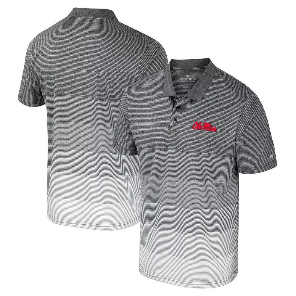 Men's Colosseum Gray Ole Miss Rebels Striped Mesh Polo, Size: Medium, Grey Product Image