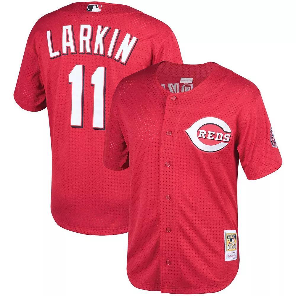 Men's Mitchell & Ness Barry Larkin Red Cincinnati Throwback Reds Cooperstown Mesh Batting Practice Jersey, Size: 2XL, Red Red Product Image