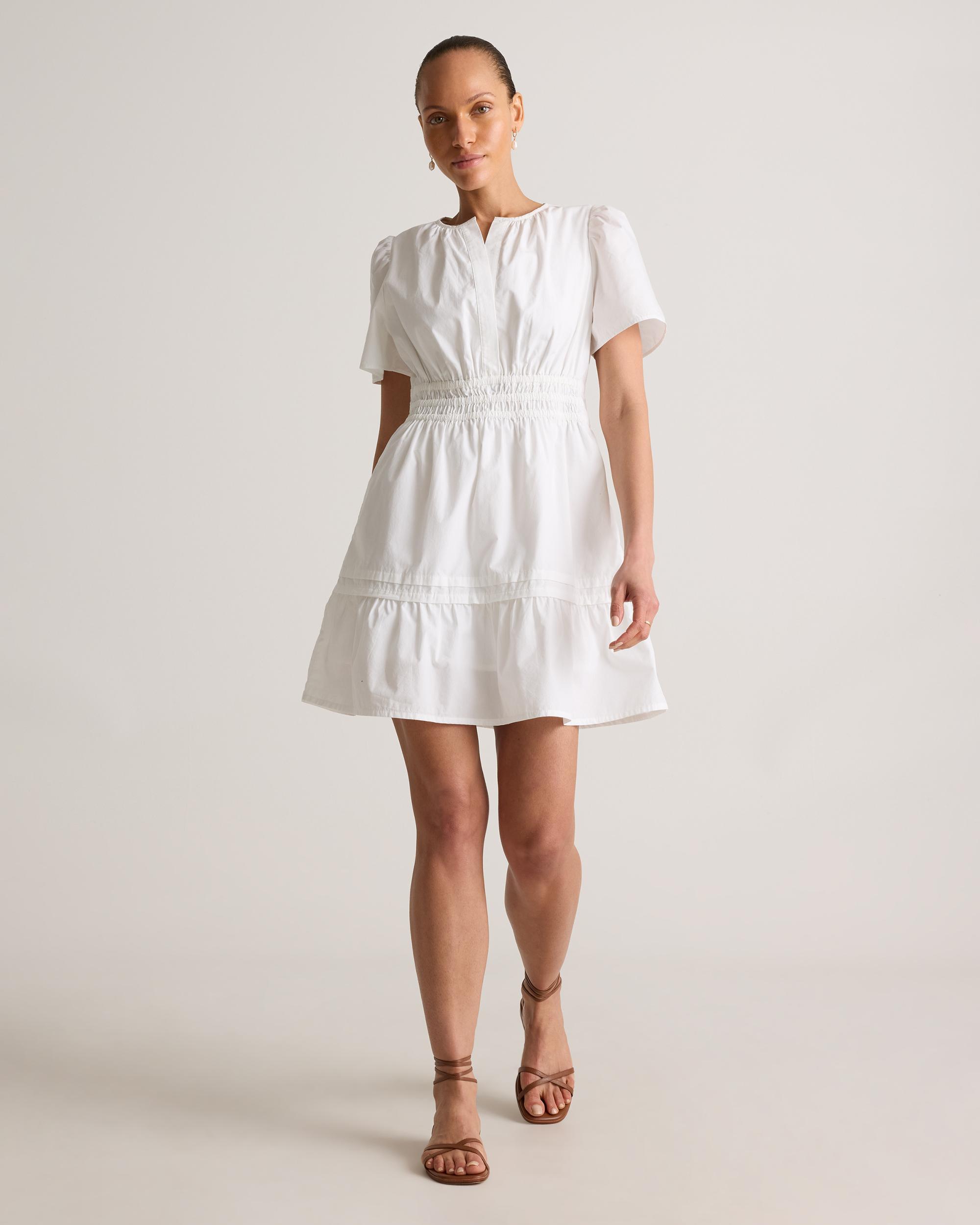 Quince | Women's Poplin Tiered Mini Dress Size XS, Organic Cotton Product Image