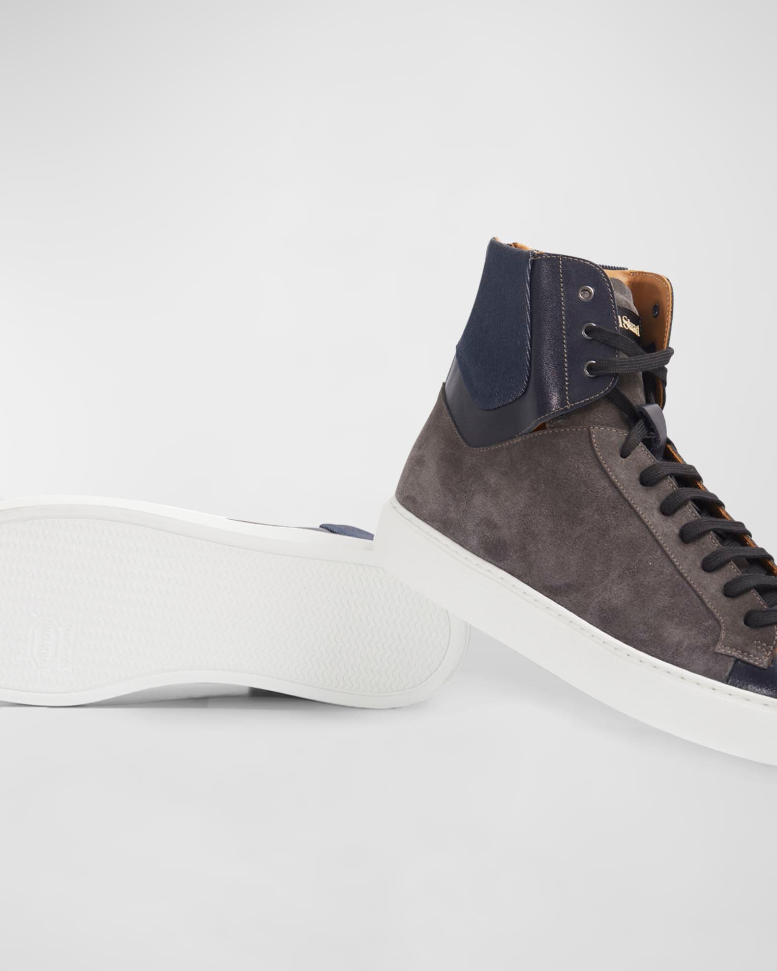 Men's High-Top Suede-Leather Zip Sneakers Product Image