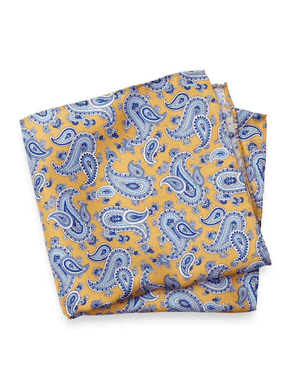 Paisley Silk Pocket Square - Yellow/blue Product Image