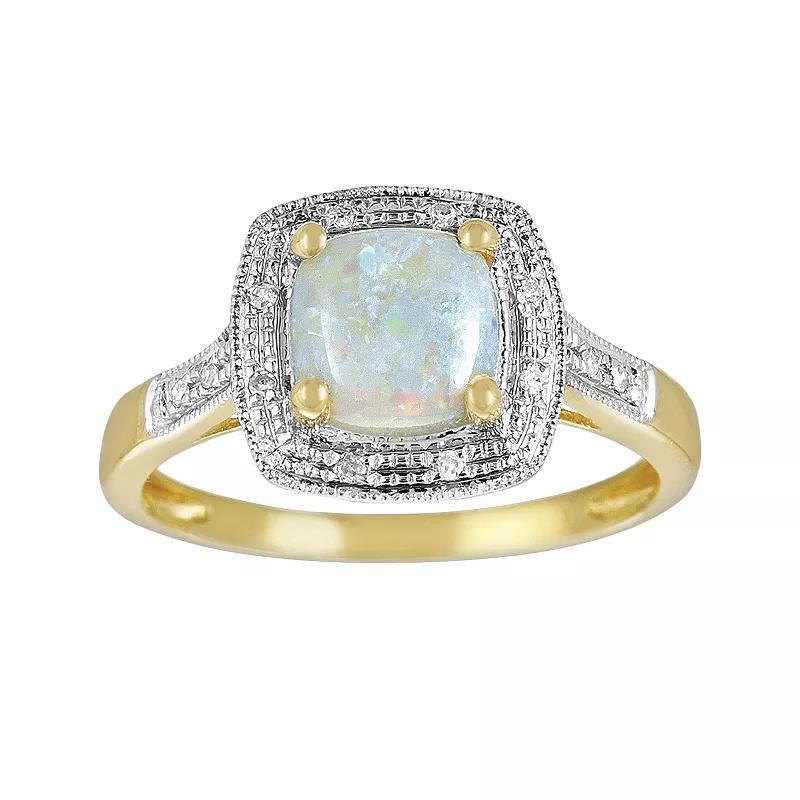 14k Gold Opal and Diamond Accent Frame Ring, Women's, Size: 8, White Product Image