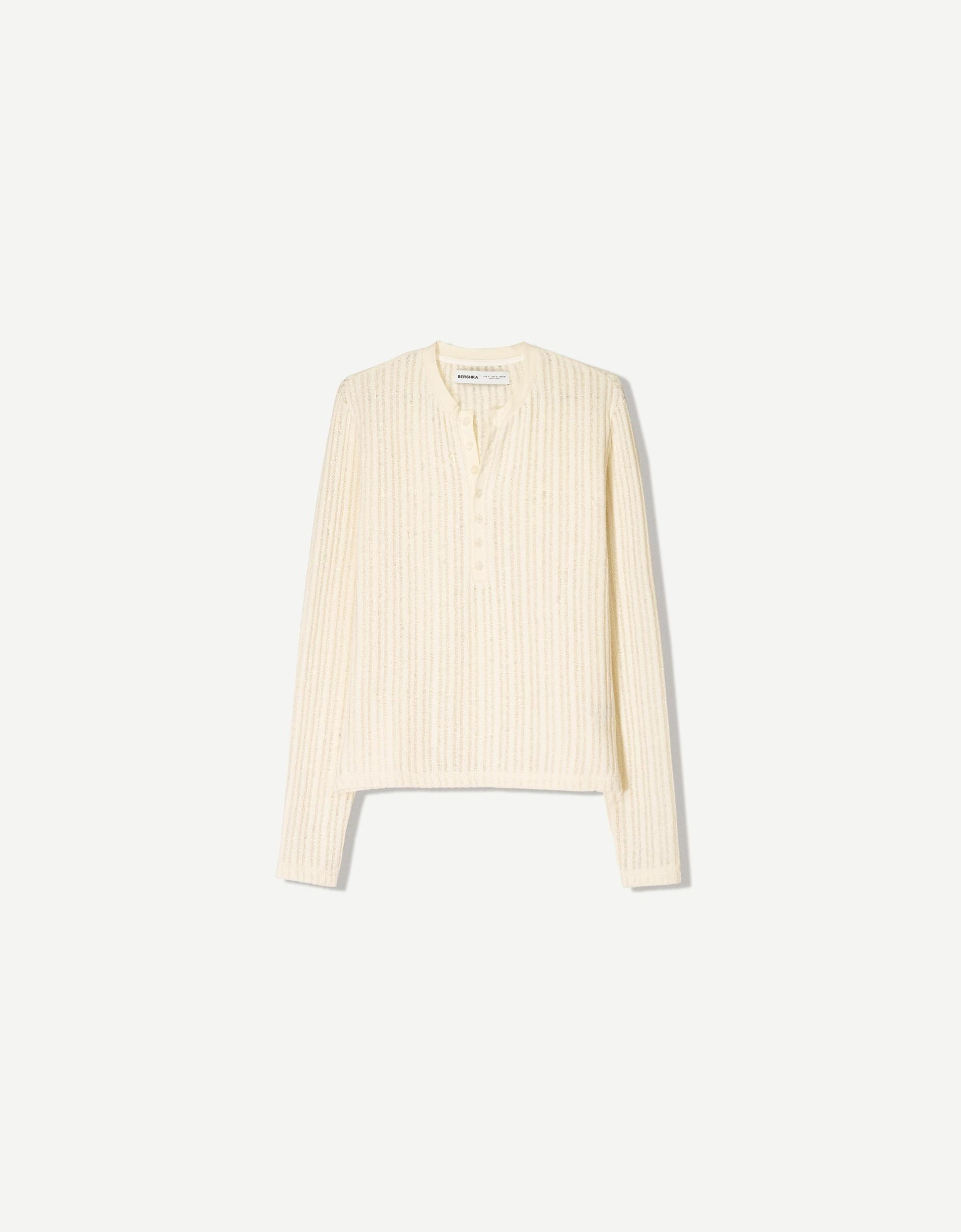Open knit sweater with buttons Product Image
