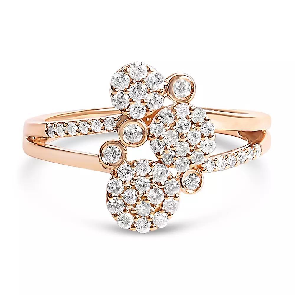 Haus of Brilliance Sterling Silver 1/2 Carat T.W. Diamond Scatter Composite Bypass Ring, Womens Pink Tone Product Image