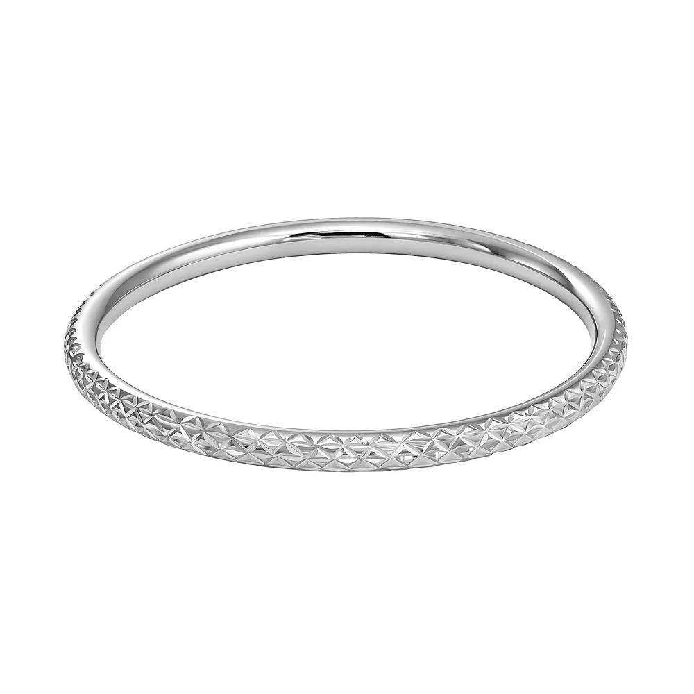 Argento Forte Sterling Silver Textured Bangle Bracelet, Women's, Size: 8" Product Image