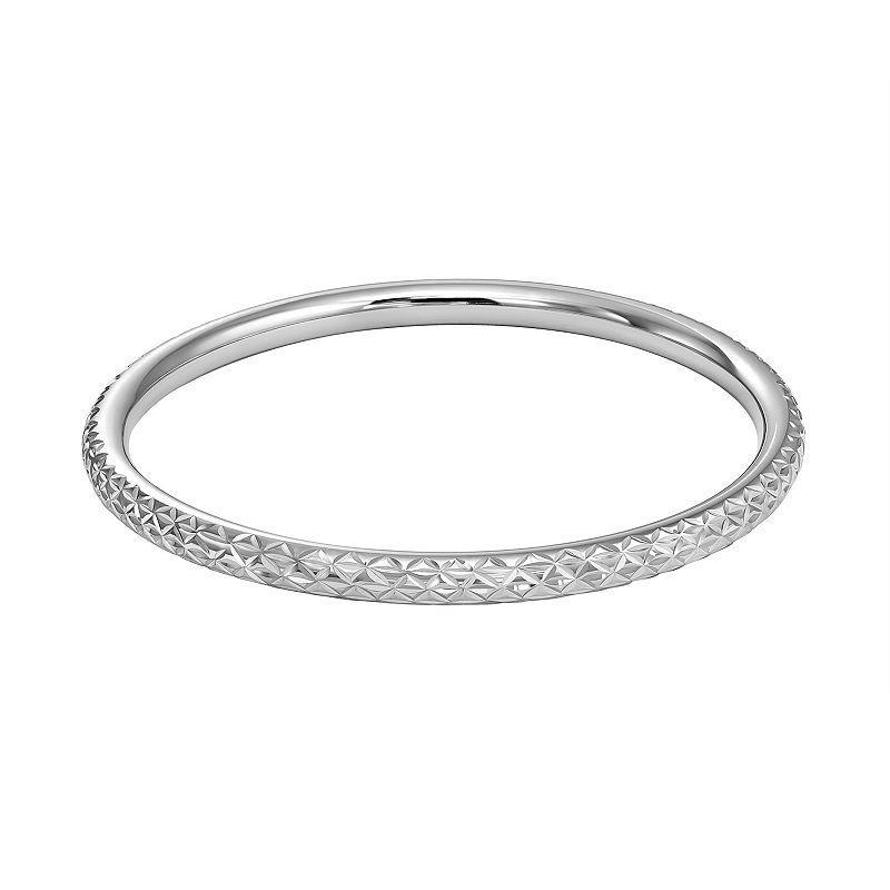 Argento Forte Sterling Silver Textured Bangle Bracelet, Women's, Size: 8" Product Image